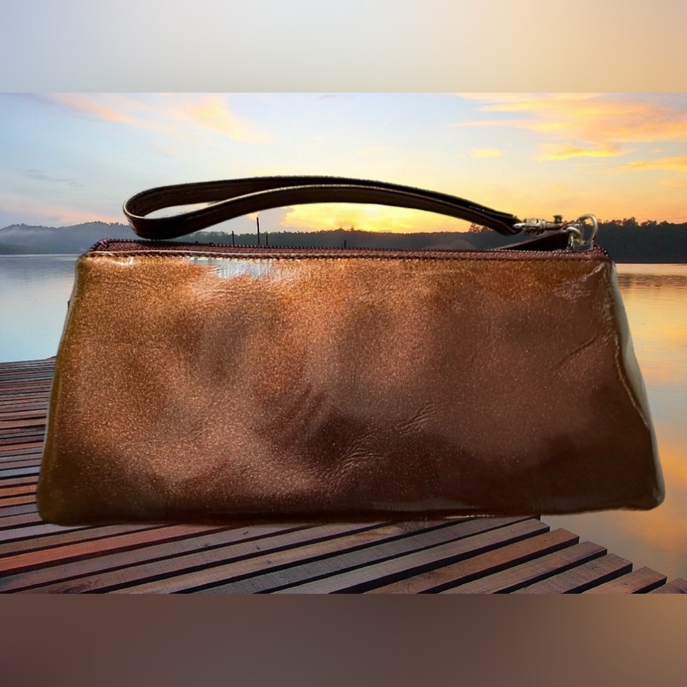 LODIS Copper Metallic Patent Wristlet